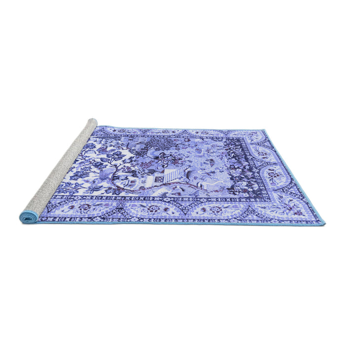 Sideview of Machine Washable Animal Blue Traditional Rug, wshtr4686blu