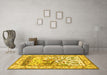 Machine Washable Animal Yellow Traditional Rug in a Living Room, wshtr4686yw