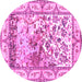 Round Animal Pink Traditional Rug, tr4686pnk