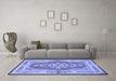 Machine Washable Persian Blue Traditional Rug in a Living Room, wshtr4687blu