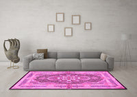 Machine Washable Persian Pink Traditional Rug, wshtr4687pnk