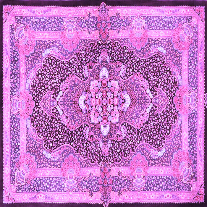 Square Machine Washable Persian Purple Traditional Area Rugs, wshtr4687pur