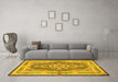 Machine Washable Persian Yellow Traditional Rug in a Living Room, wshtr4687yw