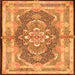 Round Machine Washable Persian Orange Traditional Area Rugs, wshtr4687org