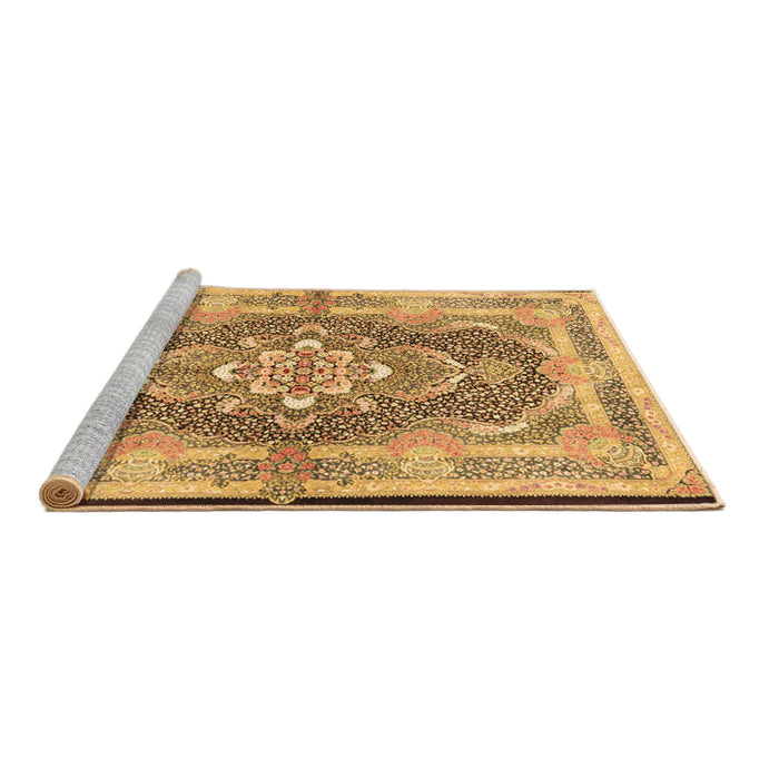 Sideview of Machine Washable Persian Brown Traditional Rug, wshtr4687brn