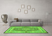 Machine Washable Persian Green Traditional Area Rugs in a Living Room,, wshtr4687grn