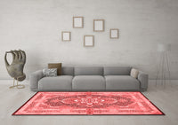 Machine Washable Persian Red Traditional Rug, wshtr4687red