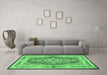 Machine Washable Persian Emerald Green Traditional Area Rugs in a Living Room,, wshtr4687emgrn