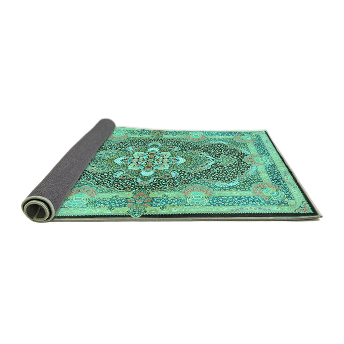 Sideview of Persian Turquoise Traditional Rug, tr4687turq