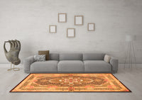 Machine Washable Persian Orange Traditional Rug, wshtr4687org