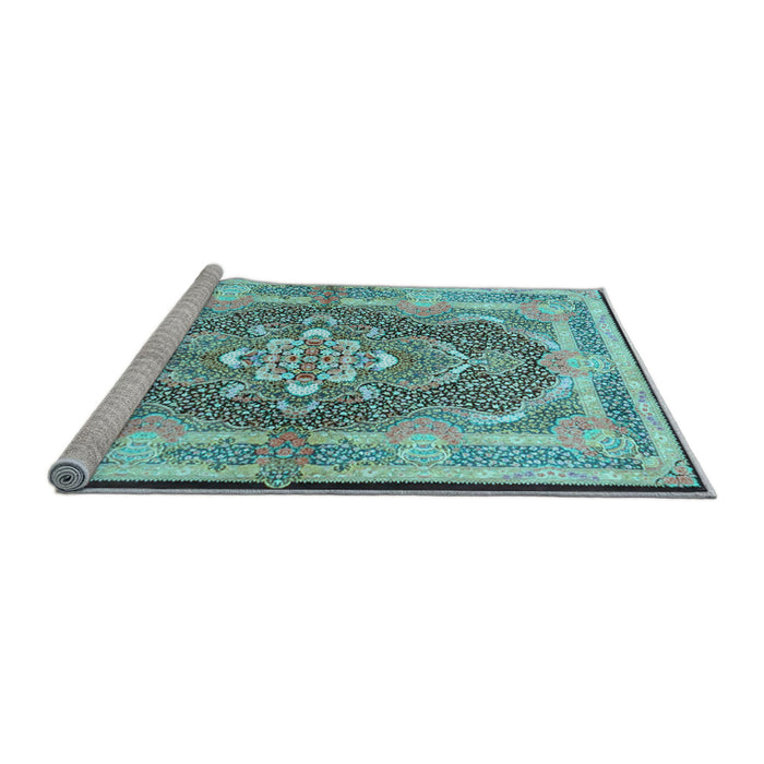 Sideview of Machine Washable Persian Light Blue Traditional Rug, wshtr4687lblu