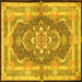 Square Machine Washable Persian Yellow Traditional Rug, wshtr4687yw