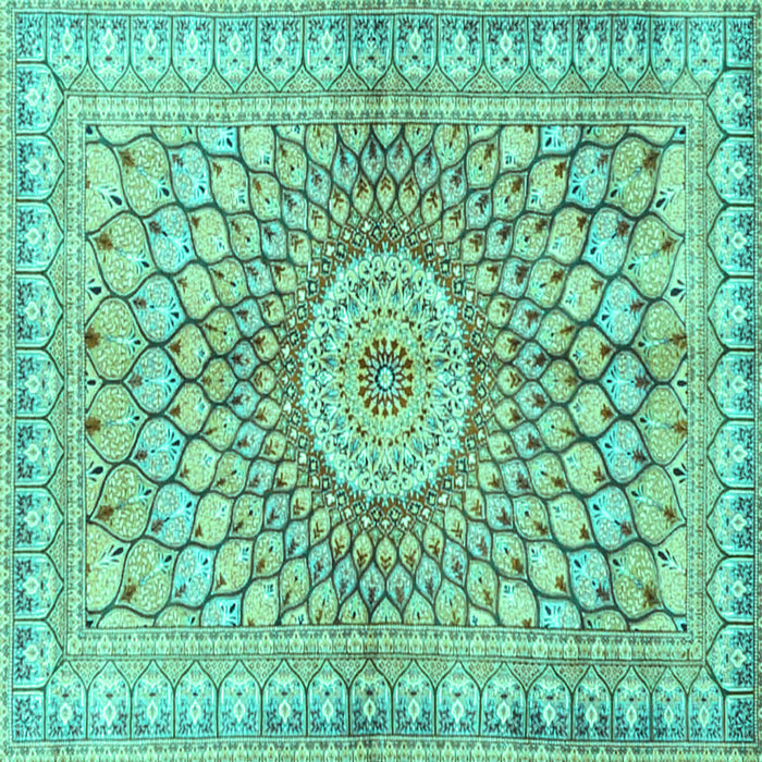 Square Machine Washable Persian Turquoise Traditional Area Rugs, wshtr4688turq