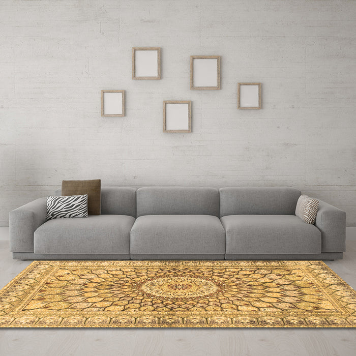 Machine Washable Persian Brown Traditional Rug in a Living Room,, wshtr4688brn