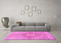 Machine Washable Persian Pink Traditional Rug, wshtr4688pnk