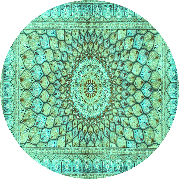 Round Persian Turquoise Traditional Rug, tr4688turq