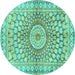 Round Persian Turquoise Traditional Rug, tr4688turq