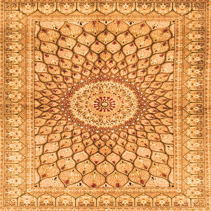 Round Machine Washable Persian Orange Traditional Area Rugs, wshtr4688org
