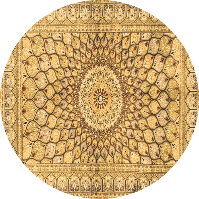 Round Persian Brown Traditional Rug, tr4688brn