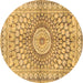 Round Persian Brown Traditional Rug, tr4688brn