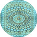 Round Machine Washable Persian Light Blue Traditional Rug, wshtr4688lblu