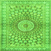 Round Machine Washable Persian Green Traditional Area Rugs, wshtr4688grn