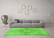 Machine Washable Persian Green Traditional Area Rugs in a Living Room,, wshtr4688grn