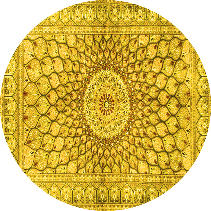 Round Persian Yellow Traditional Rug, tr4688yw