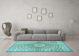 Machine Washable Persian Light Blue Traditional Rug in a Living Room, wshtr4688lblu