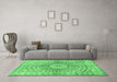 Machine Washable Persian Emerald Green Traditional Area Rugs in a Living Room,, wshtr4688emgrn