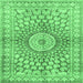 Square Machine Washable Persian Emerald Green Traditional Area Rugs, wshtr4688emgrn