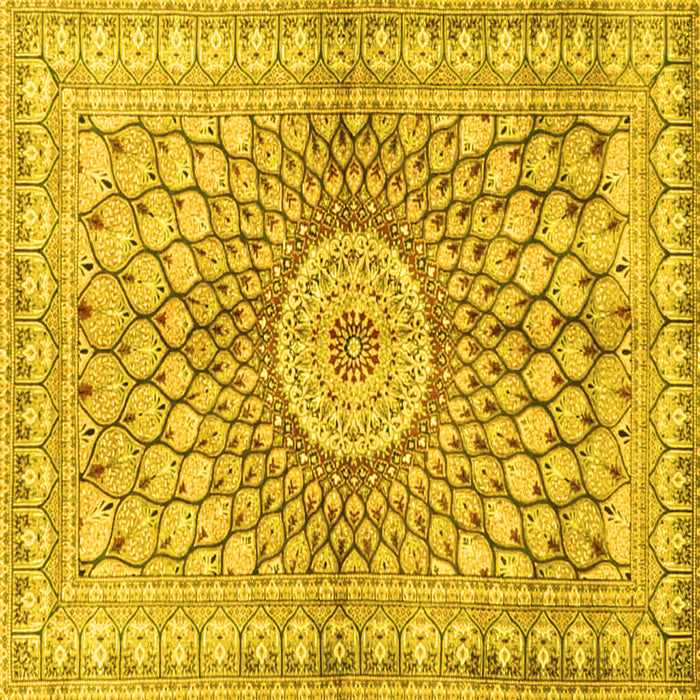 Square Machine Washable Persian Yellow Traditional Rug, wshtr4688yw