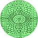 Round Persian Emerald Green Traditional Rug, tr4688emgrn
