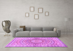 Machine Washable Persian Purple Traditional Area Rugs in a Living Room, wshtr4688pur