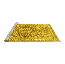 Sideview of Machine Washable Persian Yellow Traditional Rug, wshtr4688yw