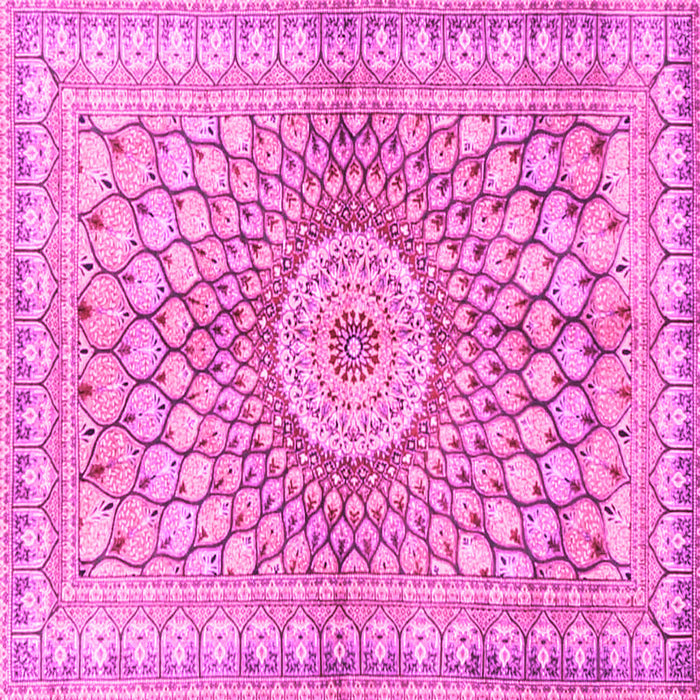 Square Machine Washable Persian Pink Traditional Rug, wshtr4688pnk
