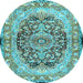 Round Machine Washable Persian Light Blue Traditional Rug, wshtr4689lblu