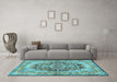 Machine Washable Persian Light Blue Traditional Rug in a Living Room, wshtr4689lblu