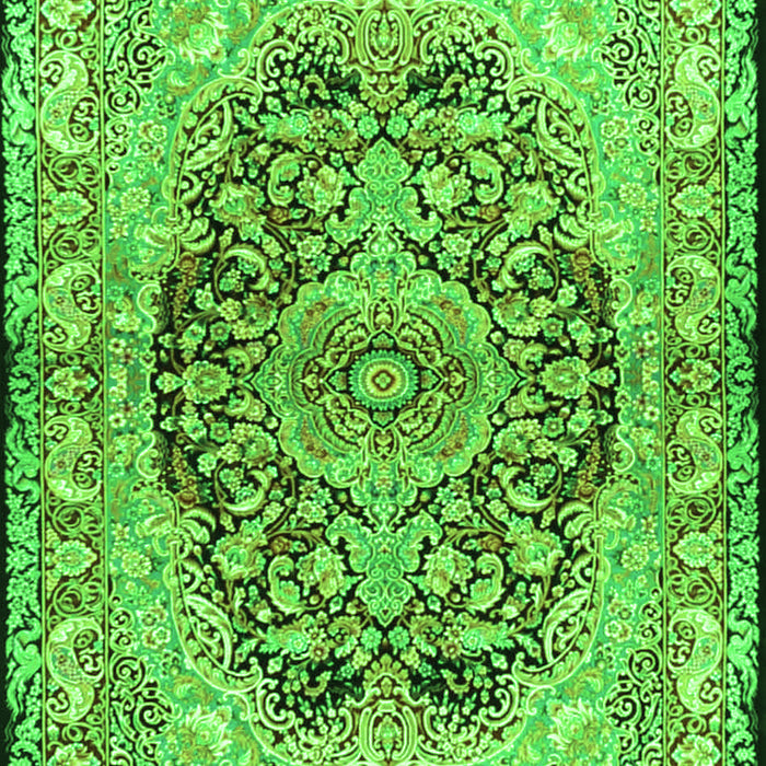 Serging Thickness of Machine Washable Persian Green Traditional Area Rugs, wshtr4689grn