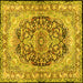 Square Machine Washable Persian Yellow Traditional Rug, wshtr4689yw