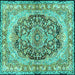 Square Persian Turquoise Traditional Rug, tr4689turq