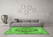 Machine Washable Persian Green Traditional Area Rugs in a Living Room,, wshtr4689grn