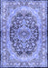 Machine Washable Persian Blue Traditional Rug, wshtr4689blu