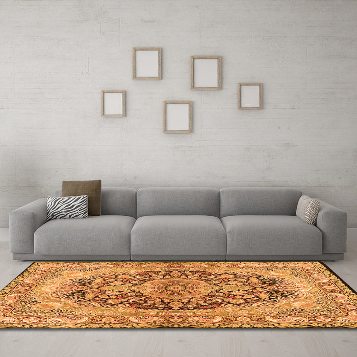 Machine Washable Persian Orange Traditional Area Rugs in a Living Room, wshtr4689org