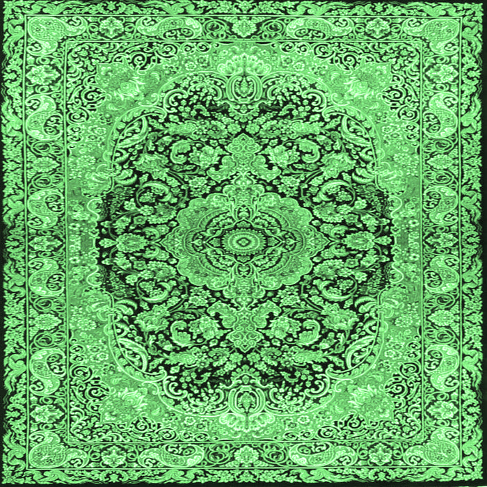 Square Persian Emerald Green Traditional Rug, tr4689emgrn