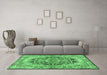 Machine Washable Persian Emerald Green Traditional Area Rugs in a Living Room,, wshtr4689emgrn