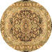 Round Persian Brown Traditional Rug, tr4689brn