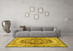 Machine Washable Persian Yellow Traditional Rug in a Living Room, wshtr4689yw