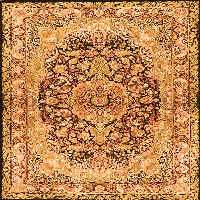 Round Machine Washable Persian Orange Traditional Area Rugs, wshtr4689org