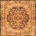 Round Machine Washable Persian Orange Traditional Area Rugs, wshtr4689org